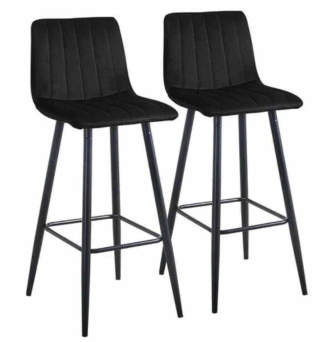 Bar Stools Black Velvet / Set of 2