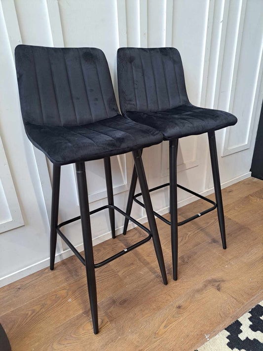 Bar Stools Black Velvet / Set of 2