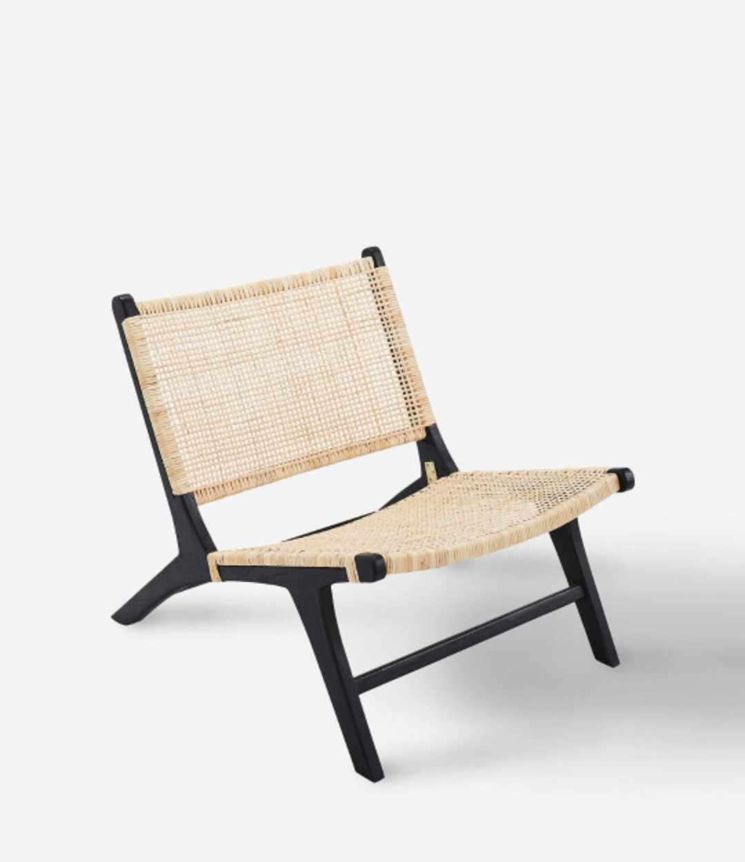 Rattan and Black Accent Chair / Low Lounge Chair