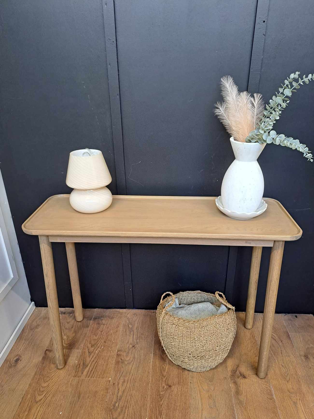 Console Table Solid Oak Grey  /  Tray Top