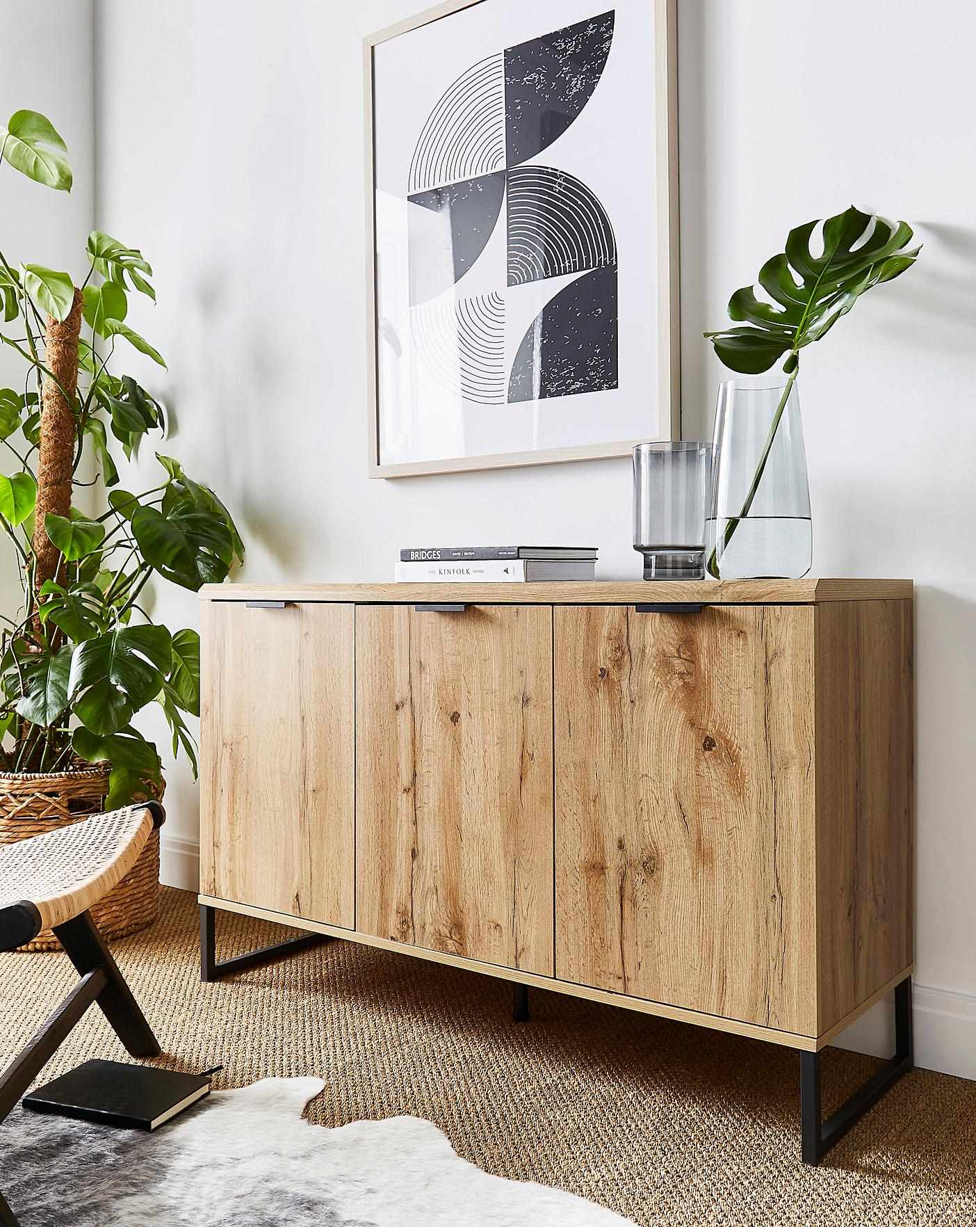 Sideboard Oak Effect and Black Metal