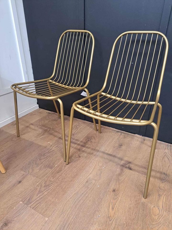 Metal Wire Gold Brass Dining Chairs Set x 4