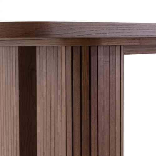 Large Dining Table with Slats / Fluted Base 210cm / Walnut stained