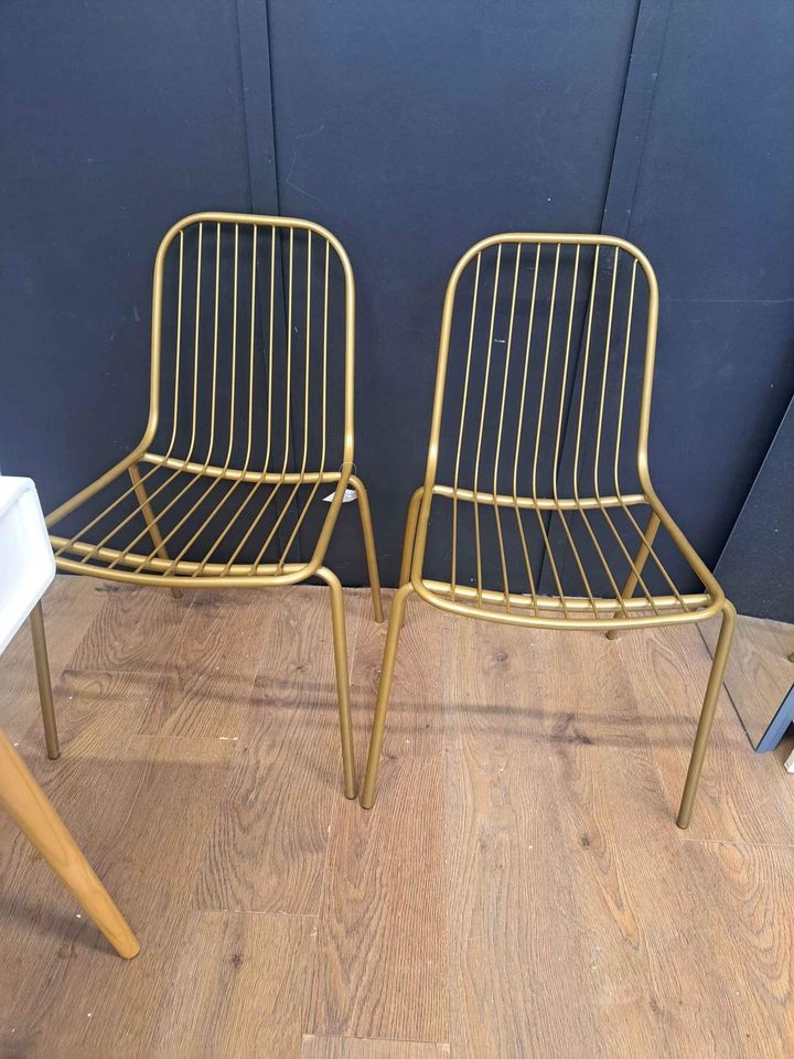 Metal Wire Gold Brass Dining Chairs Set x 4