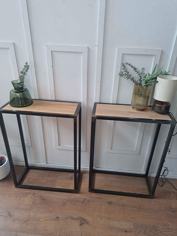 Metal and Wood High Console Table