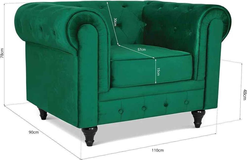 Green Velvet Chesterfield Armchair