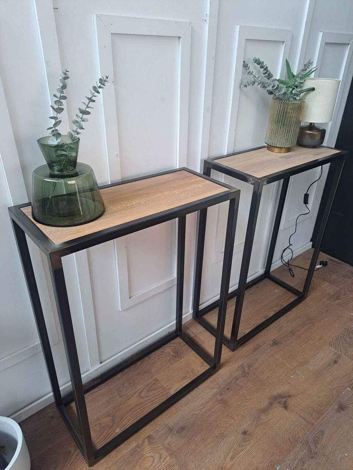 Metal and Wood High Console Table