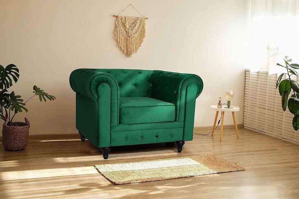 Green Velvet Chesterfield Armchair