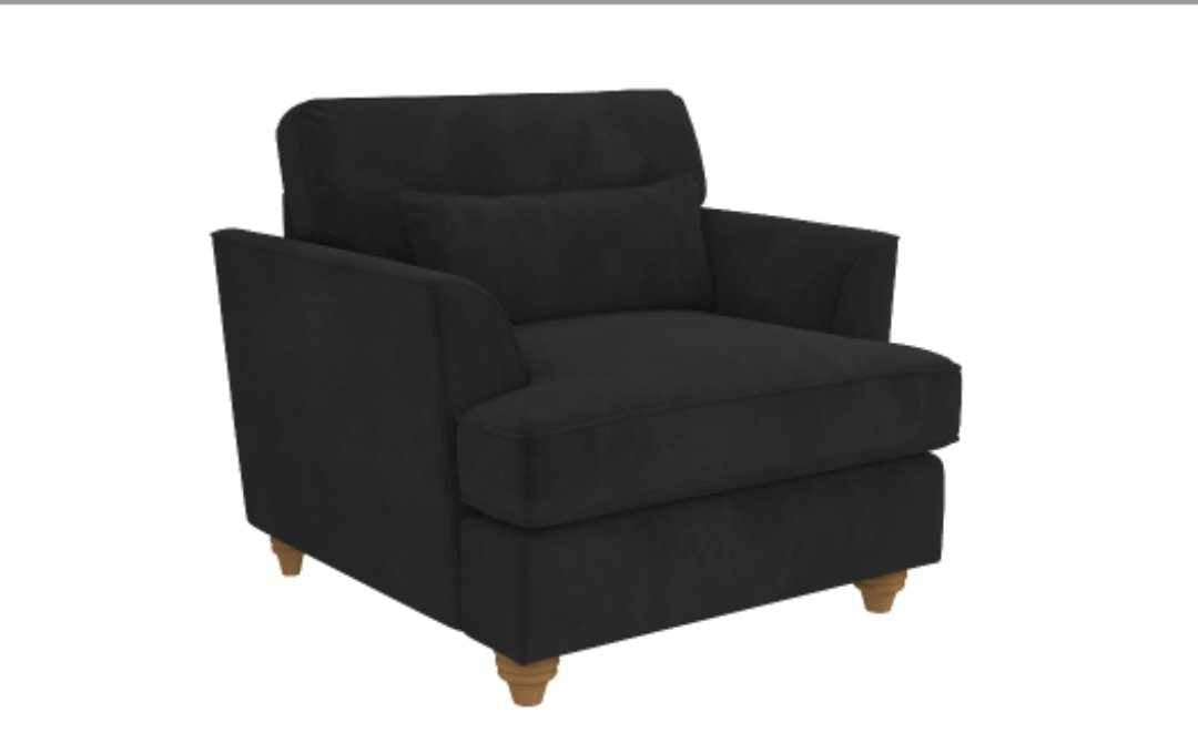 Black Velvet Armchair with Dark Wood Legs RRP £499