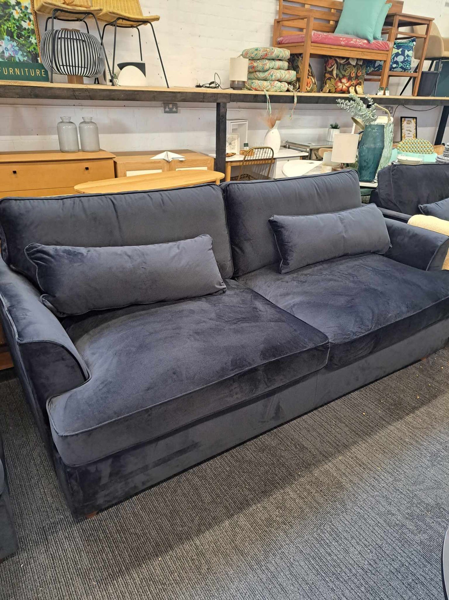 4 Seater Black Velvet Sofa RRP £849