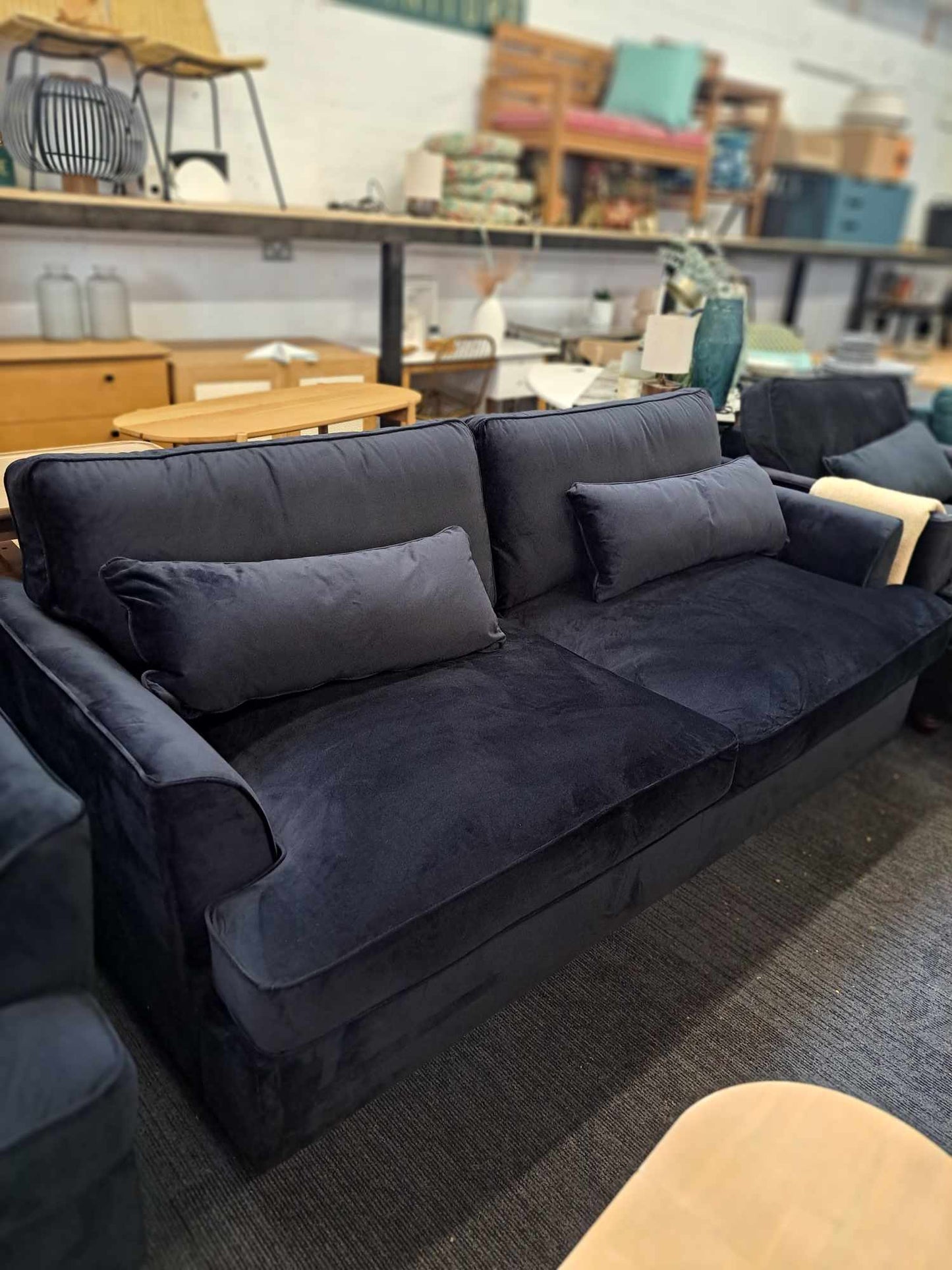 4 Seater Black Velvet Sofa RRP £849