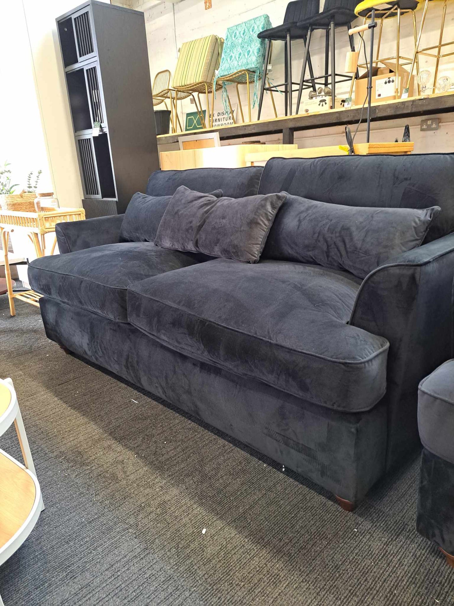 3 Seatet Black Velvet Sofa RRP £800