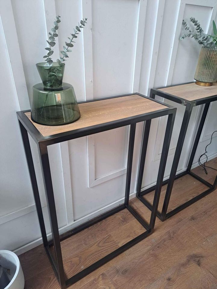 Metal and Wood High Console Table