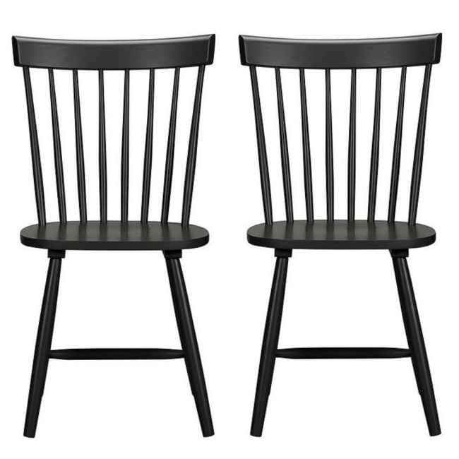 Set Of 2 Wooden Black Spindle Dining Chairs