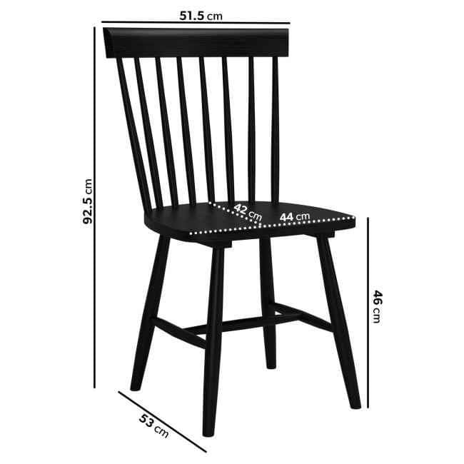 Set Of 2 Wooden Black Spindle Dining Chairs