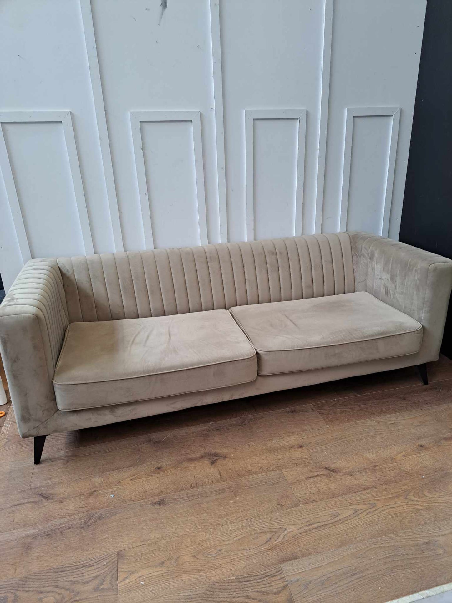 3 Seater Beige / Mink Velvet and Black Metal Legs RRP £699