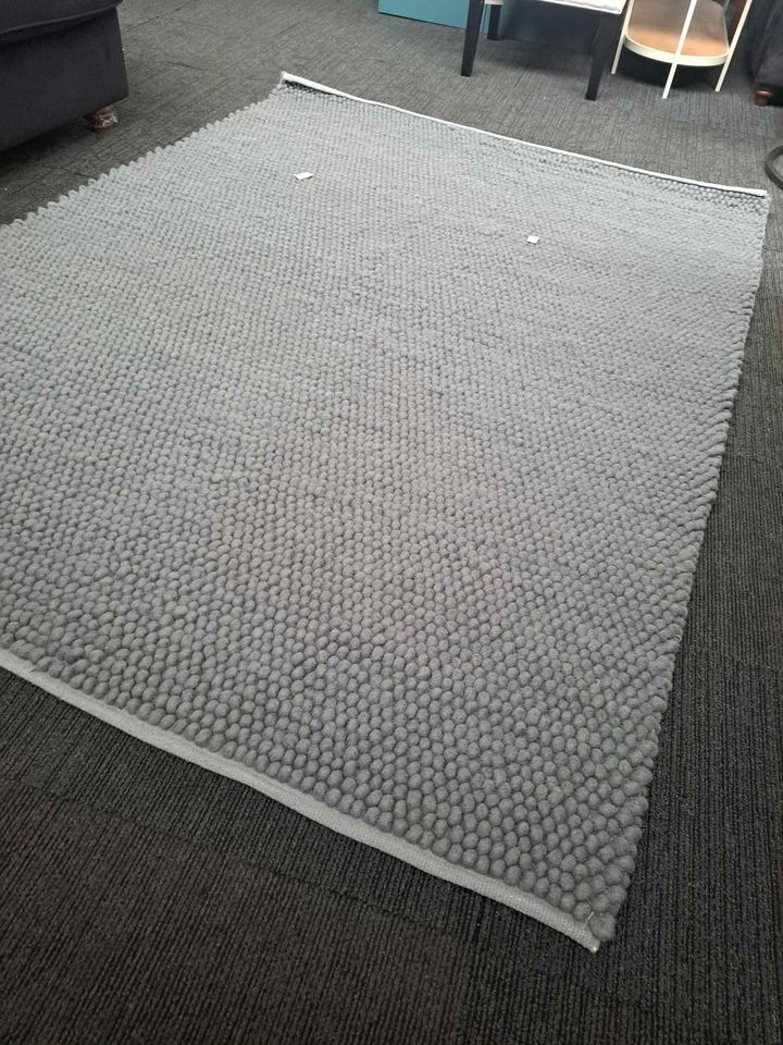 Grey bubble large rug 160x230cm wool handwoven