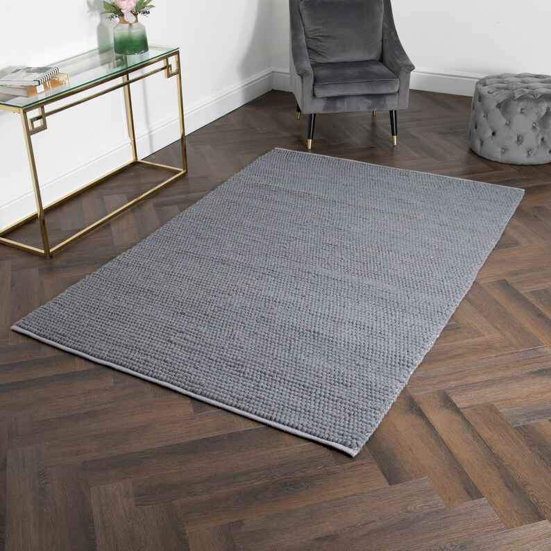 Grey bubble large rug 160x230cm wool handwoven