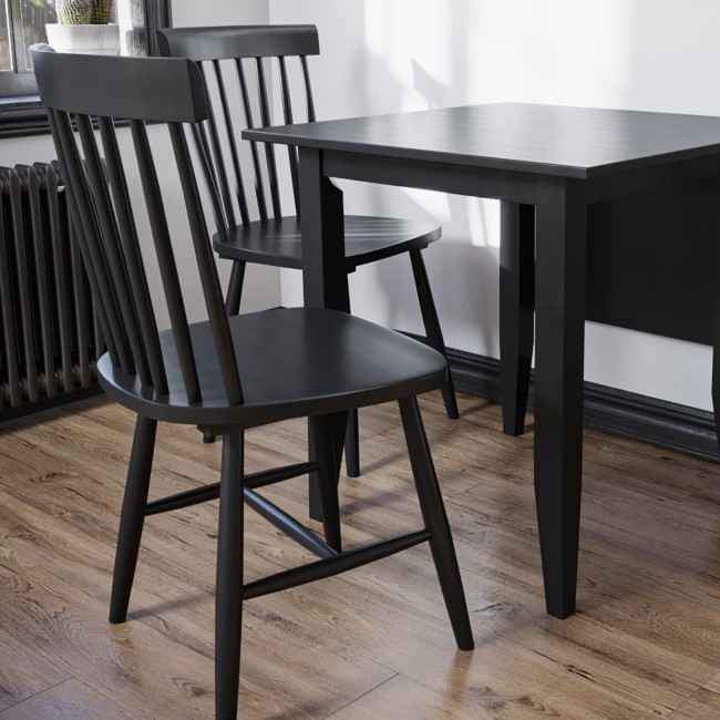 Set Of 2 Wooden Black Spindle Dining Chairs