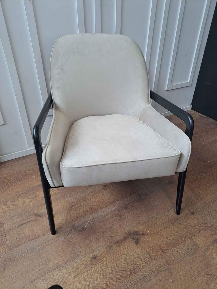 Cloud Grey Velvet and Black Armchair RRP £466