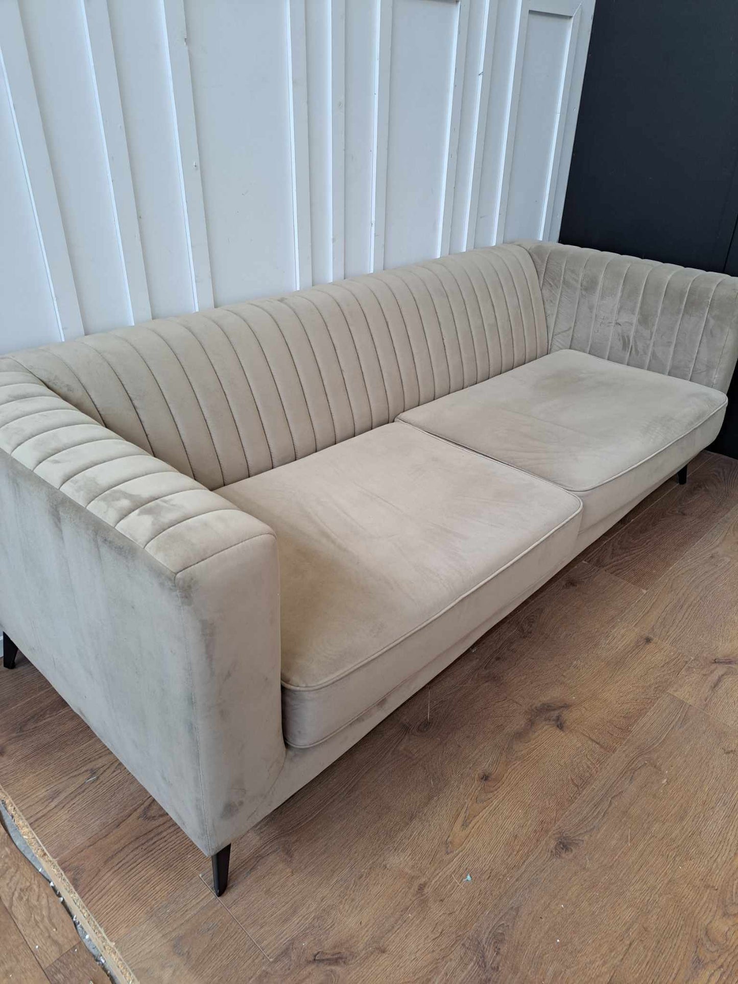 3 Seater Beige / Mink Velvet and Black Metal Legs RRP £699