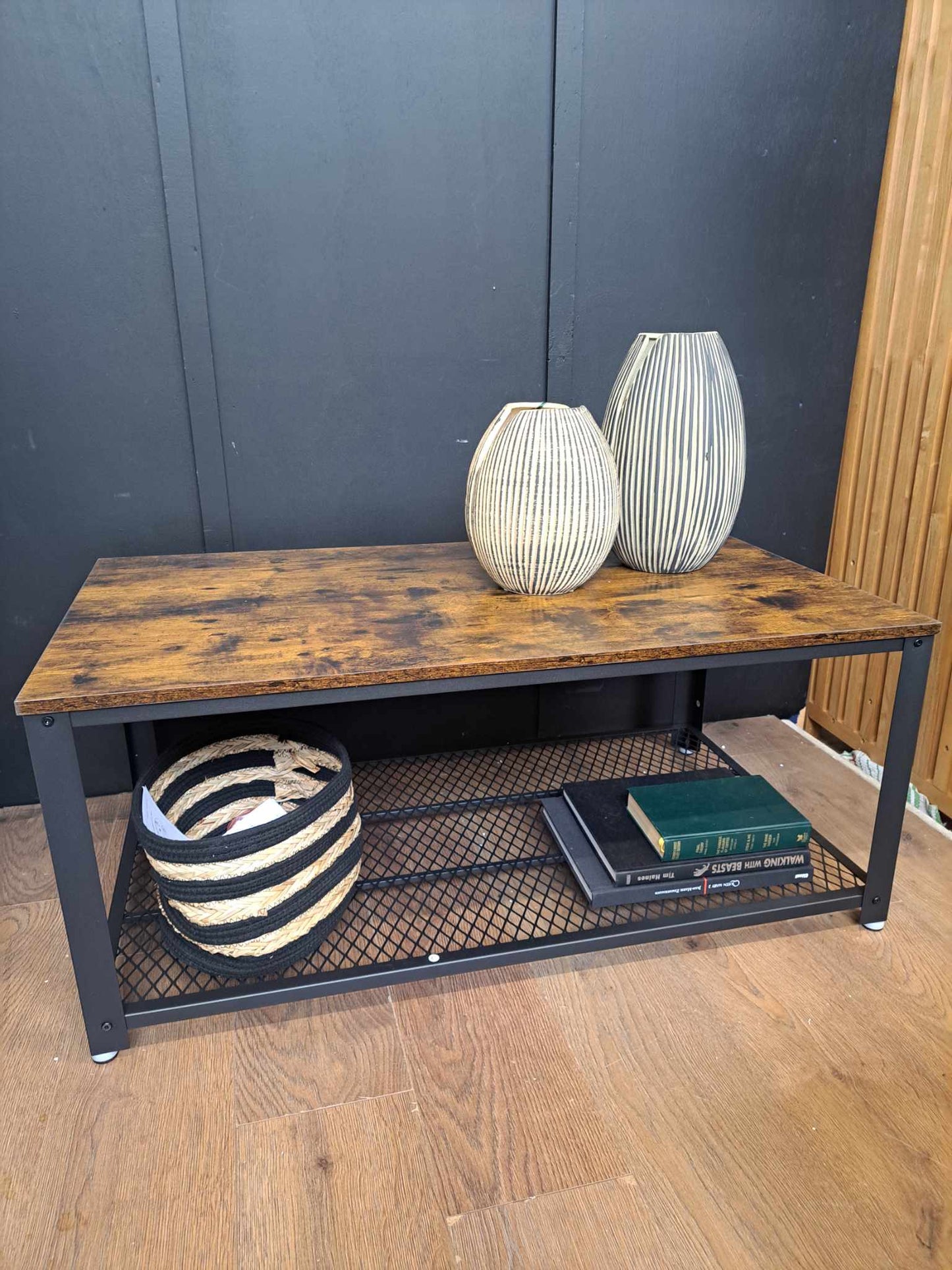 Industrial Style Coffee Table / Wood and Metal