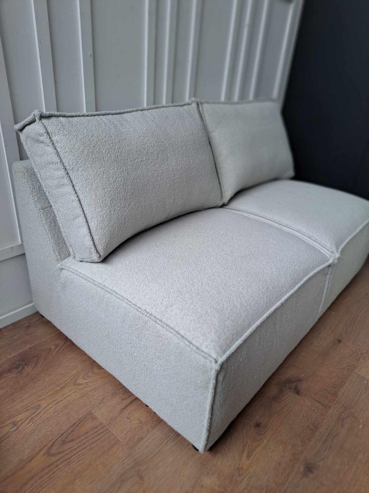 2 seater modular sofa / Cloud Grey Teddy / Boucle