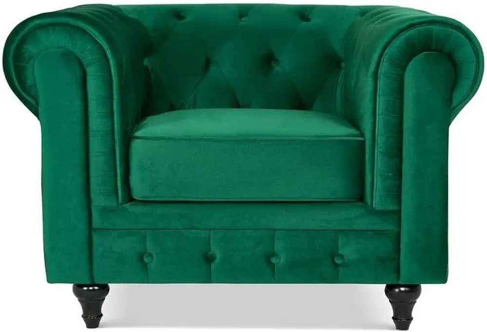 Green Velvet Chesterfield Armchair