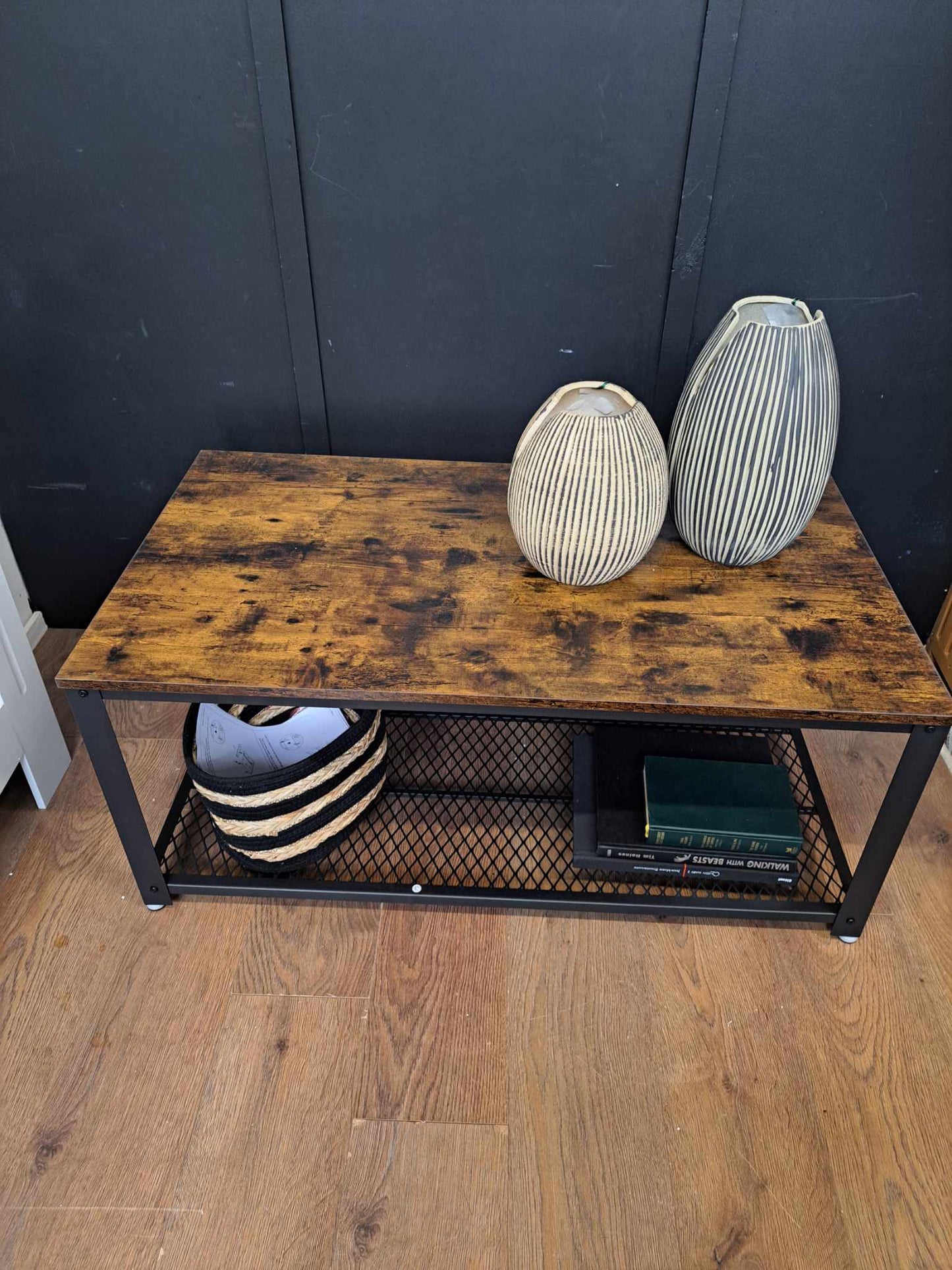 Industrial Style Coffee Table / Wood and Metal