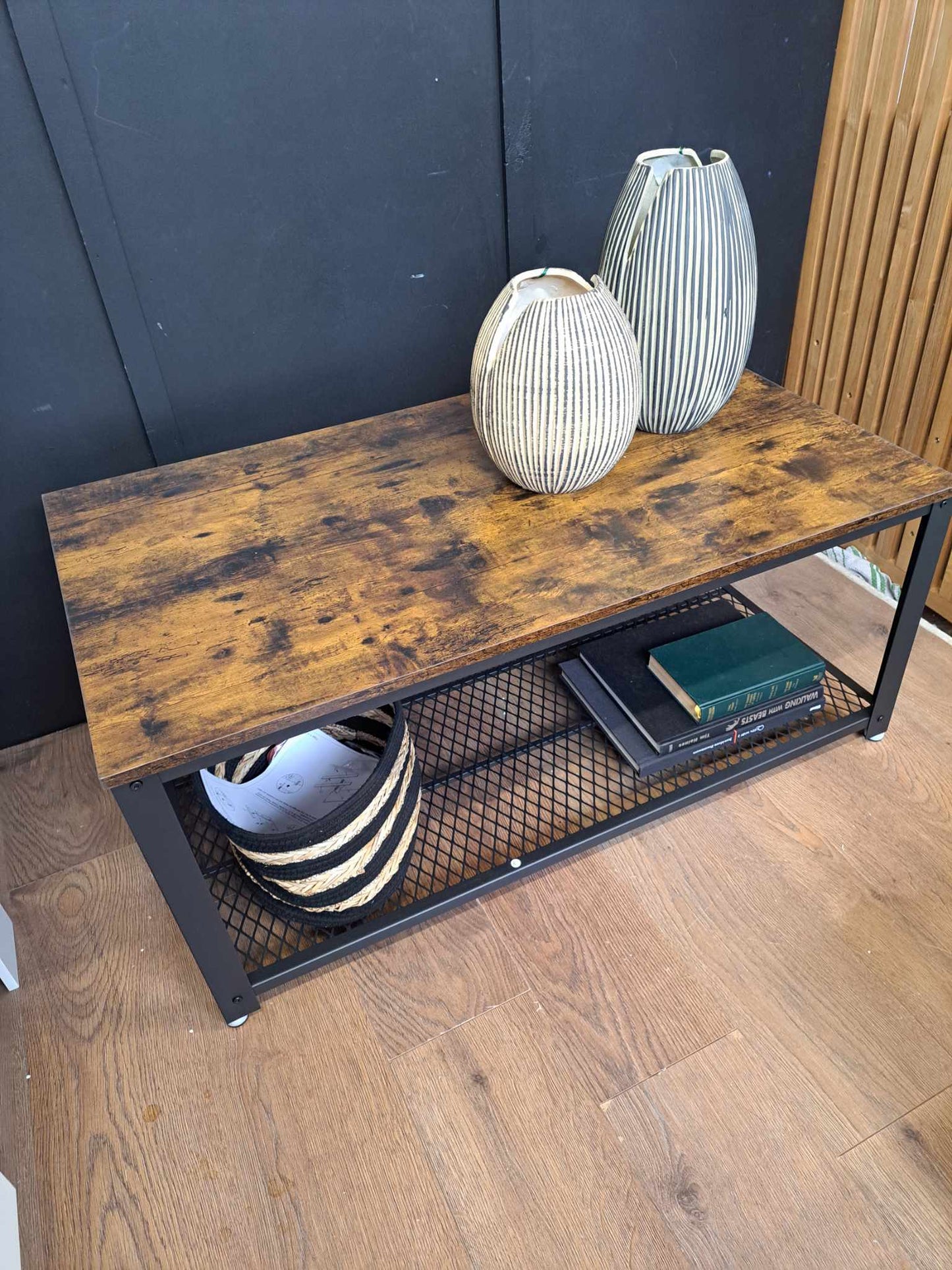 Industrial Style Coffee Table / Wood and Metal