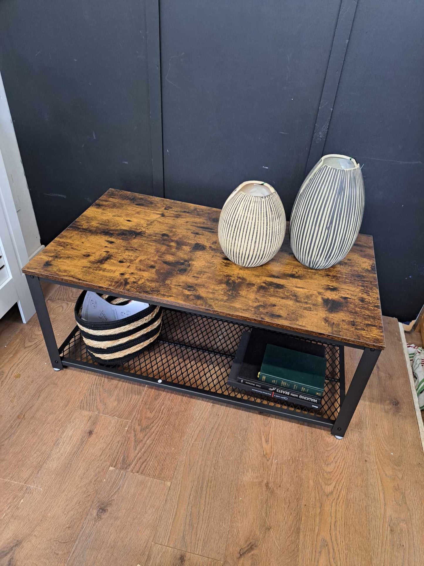 Industrial Style Coffee Table / Wood and Metal