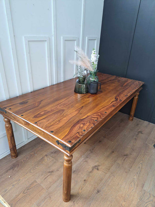 Large Industrial Style Dining Table Solid Wood