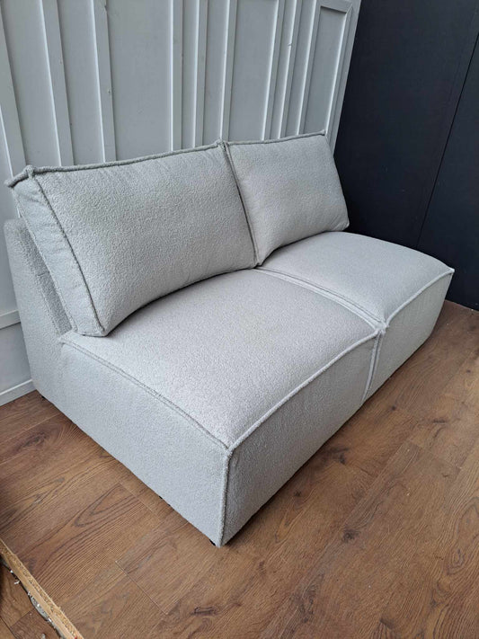 2 seater modular sofa / Cloud Grey Teddy / Boucle