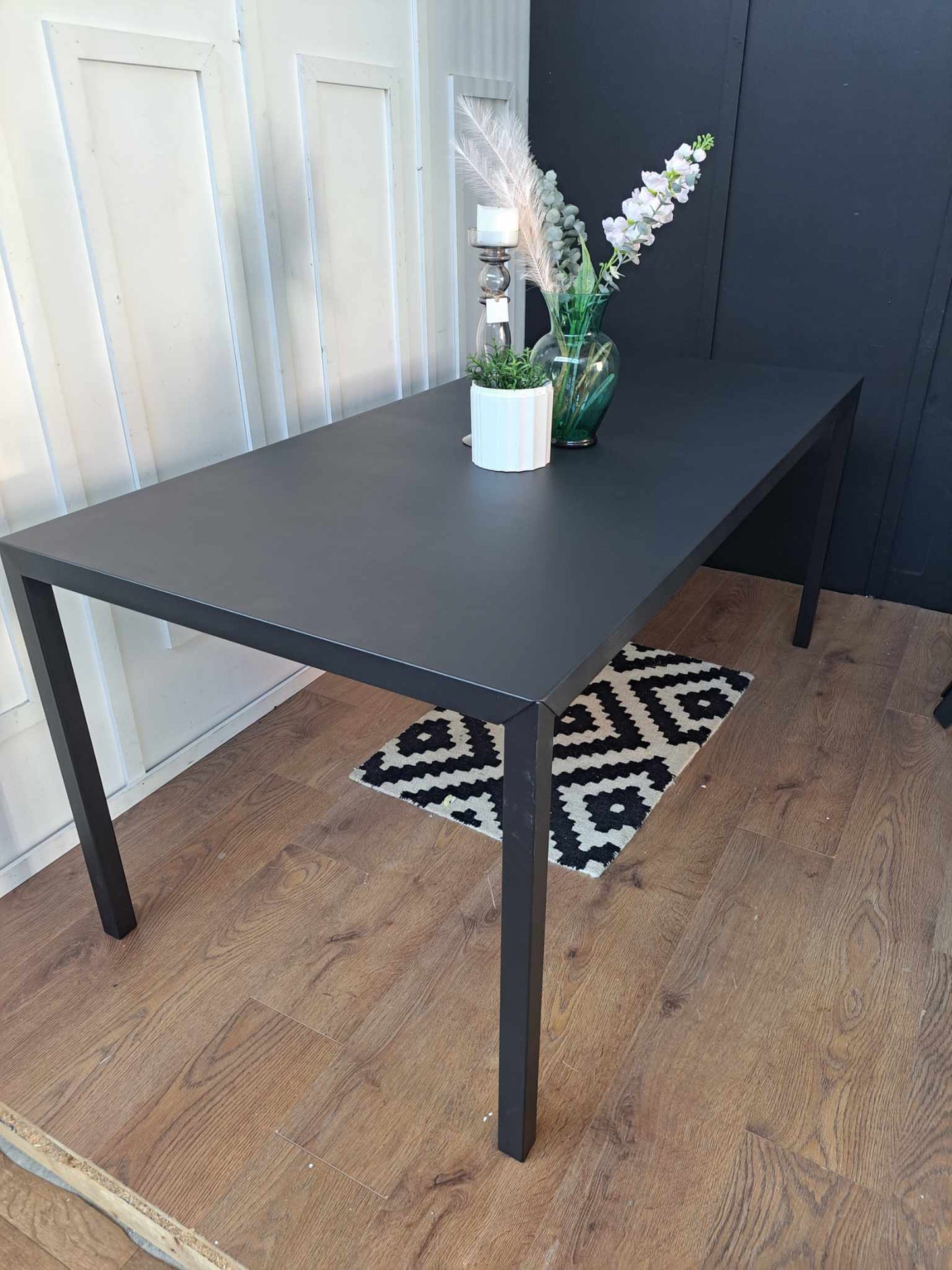 Black Metal Dining Table Seats 6 RRP £375