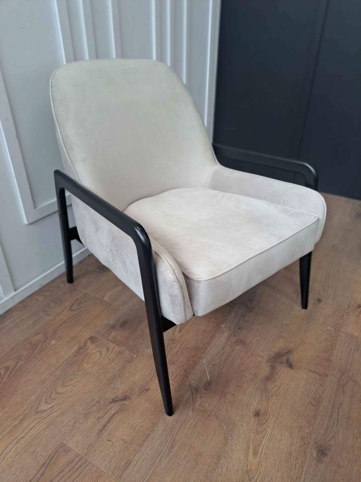 Cloud Grey Velvet and Black Armchair RRP £466