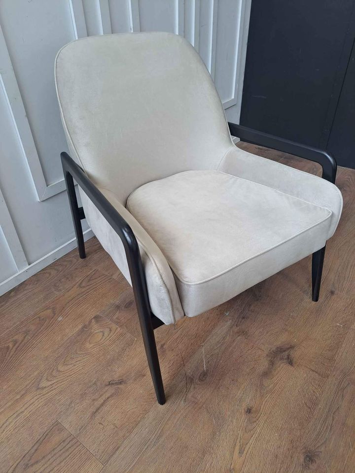 Cloud Grey Velvet and Black Armchair RRP £466