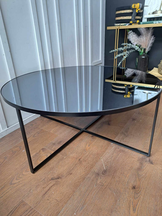 Large Round Coffee Table Mirror and Metal / Torrance RRP £359