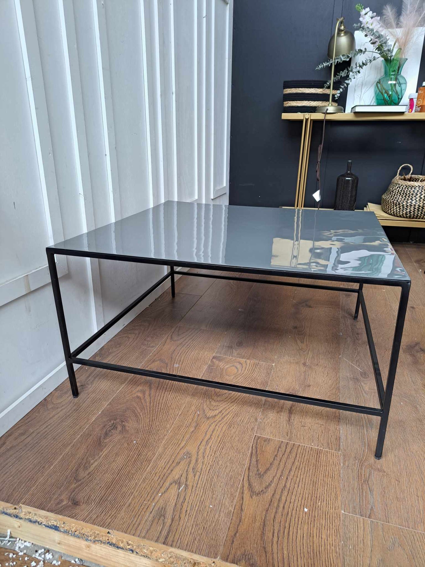 Coffee Table Gloss Grey And Black Metal / Melina RRP £299