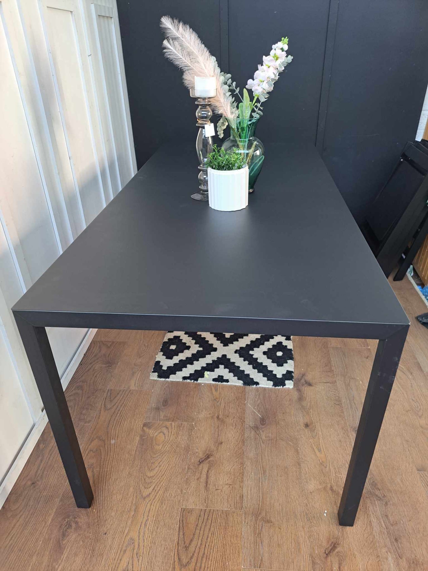 Black Metal Dining Table Seats 6 RRP £375