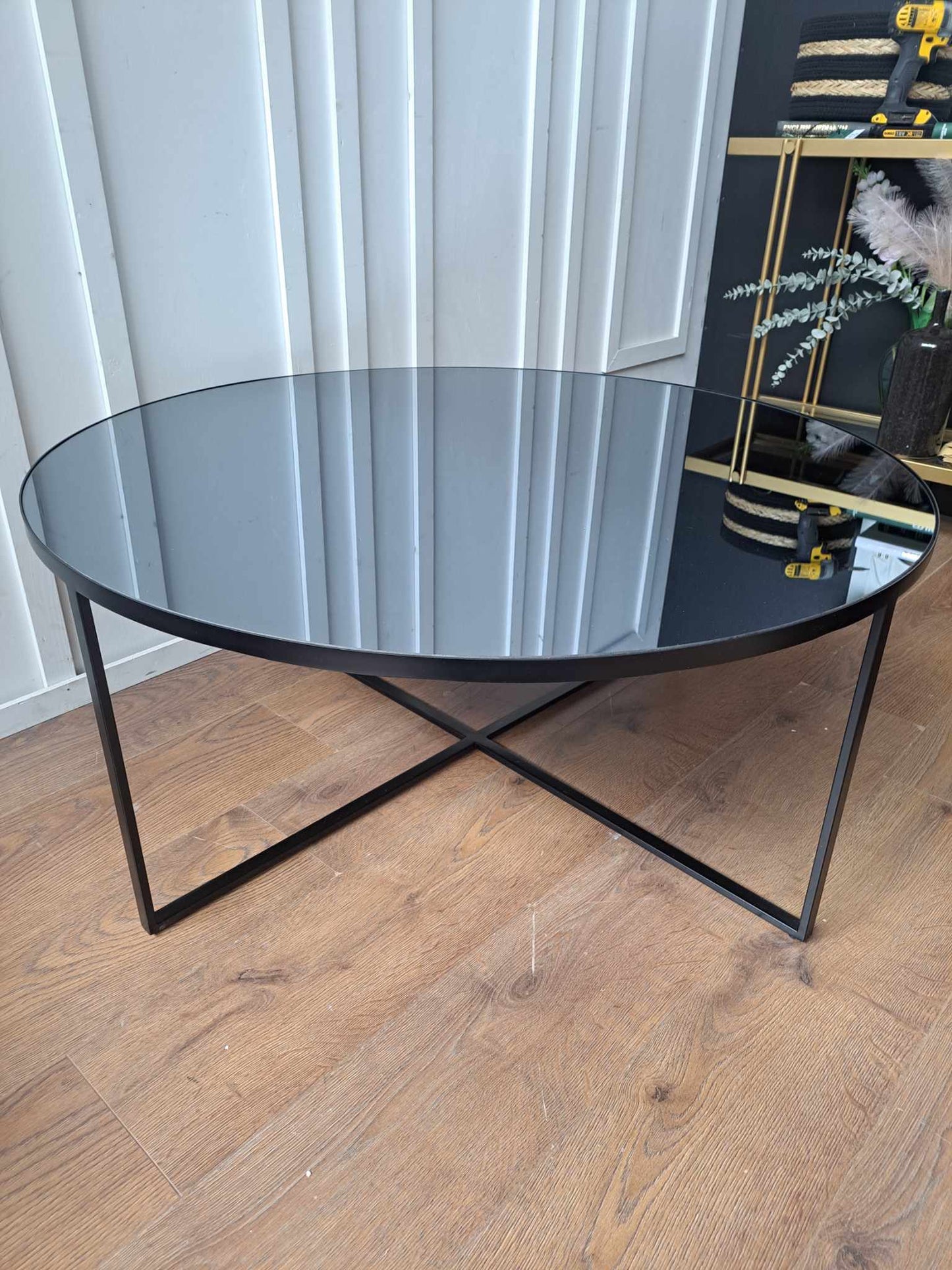 Large Round Coffee Table Mirror and Metal / Torrance RRP £359