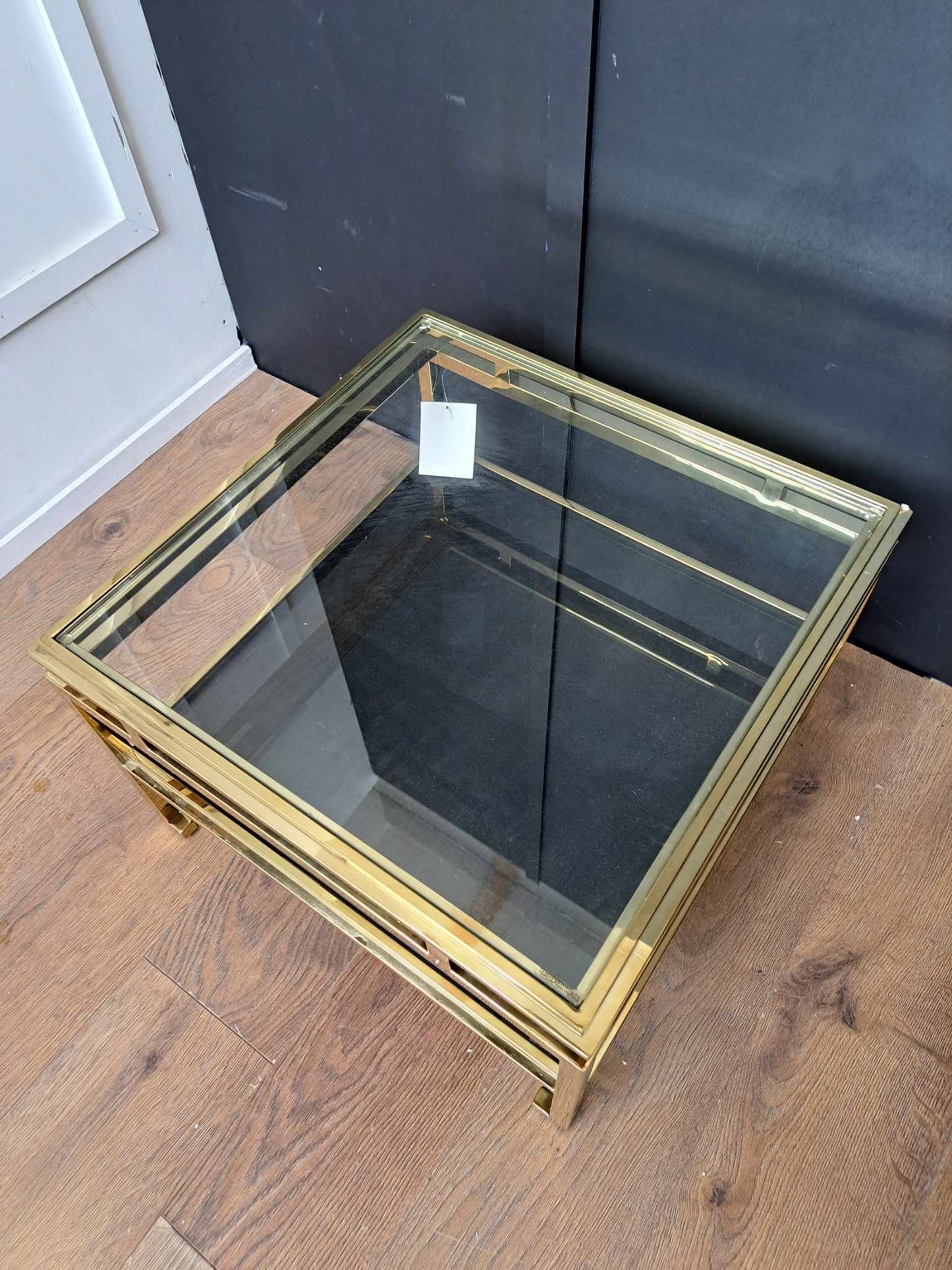 Gold and Glass Coffee Table with Storage