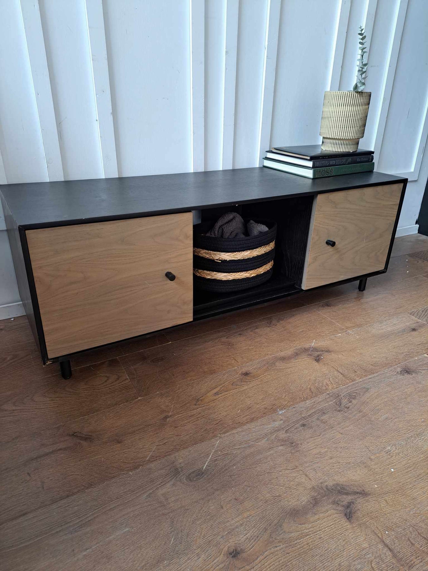 Black and Washed Oak TV stand / Media Unit