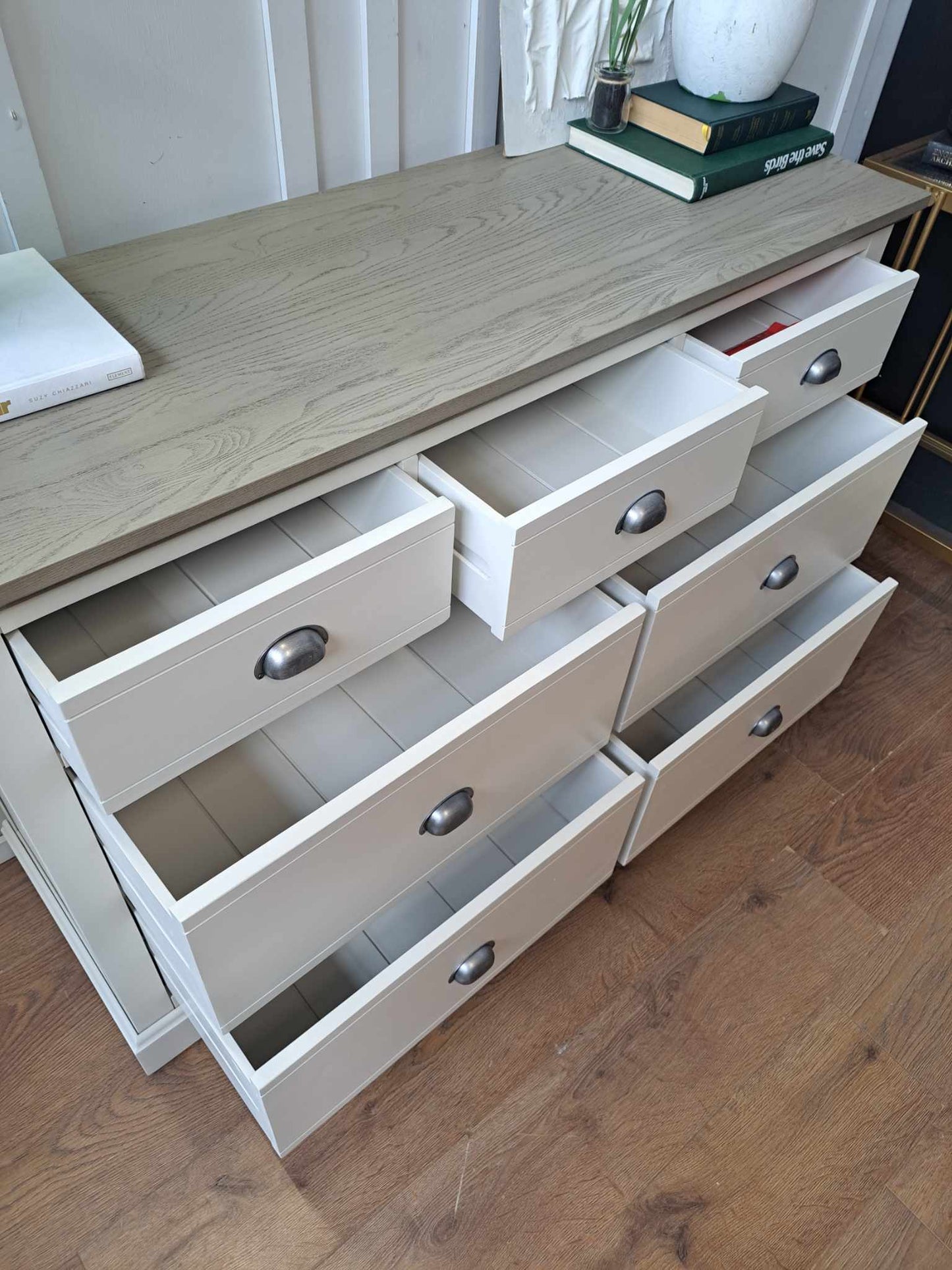 Grey Solid Wood Chest of 7 Drawers / Oak FurnitureLand Brompton RRP £579