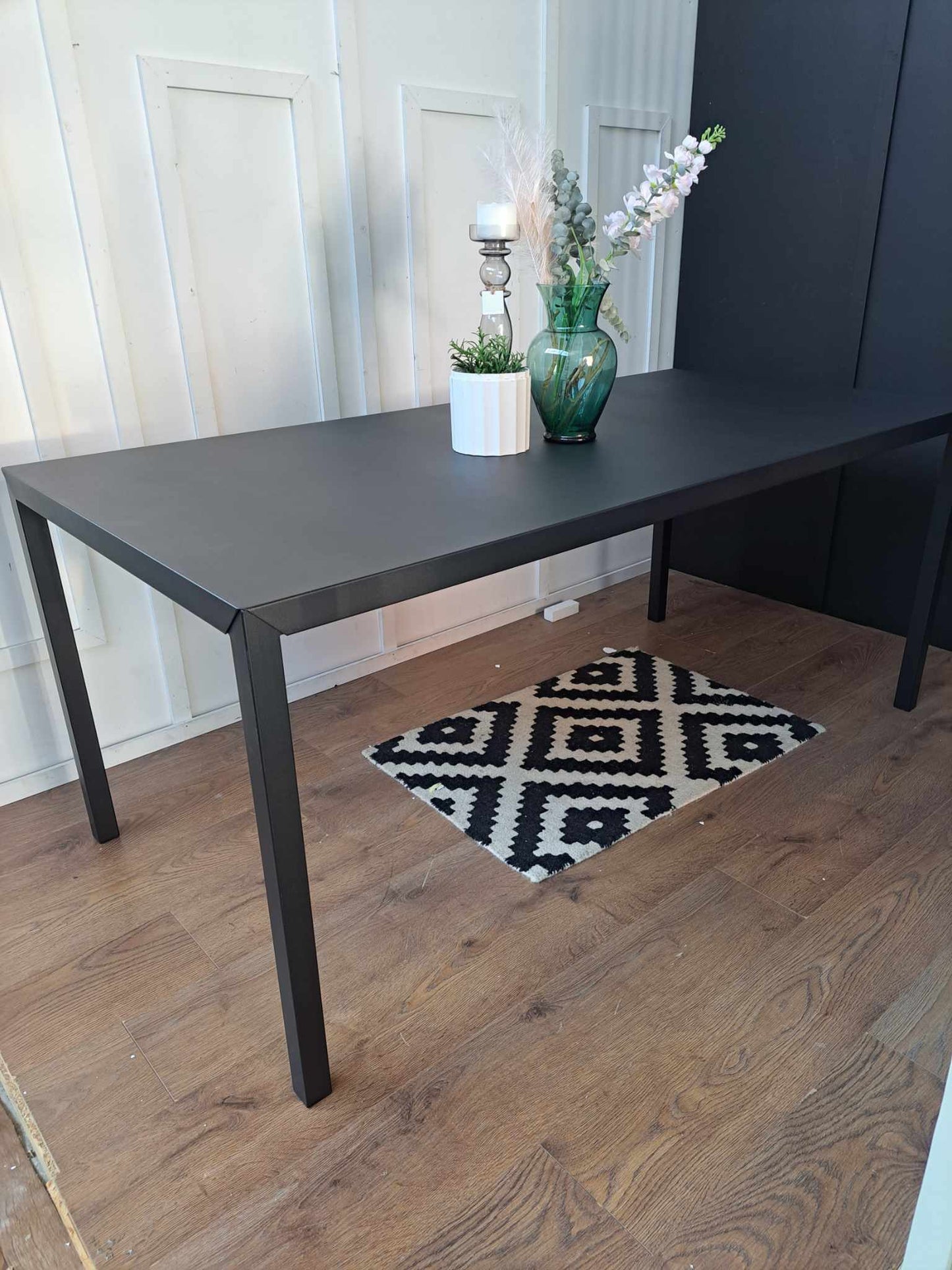 Black Metal Dining Table Seats 6 RRP £375