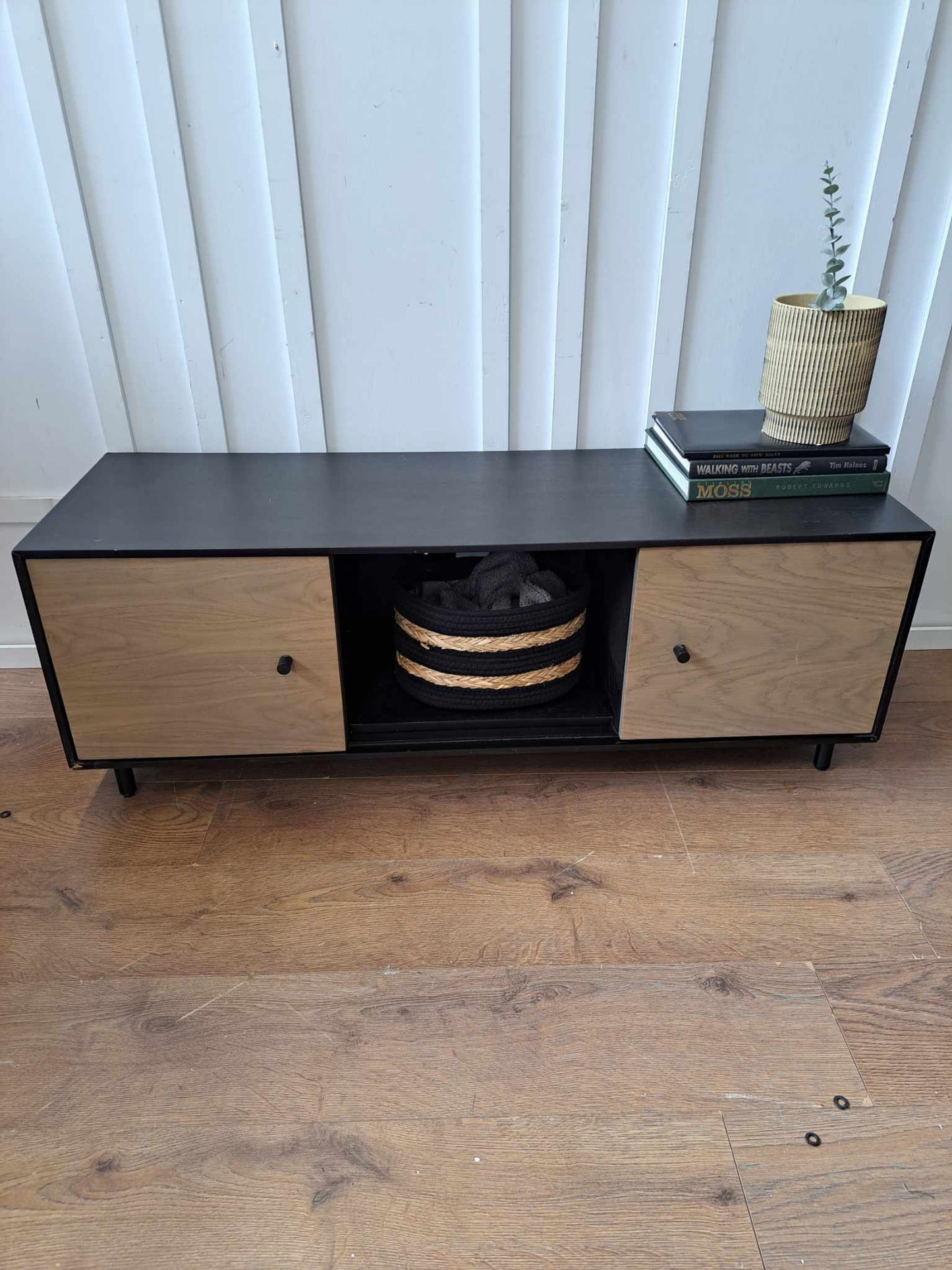 Black and Washed Oak TV stand / Media Unit