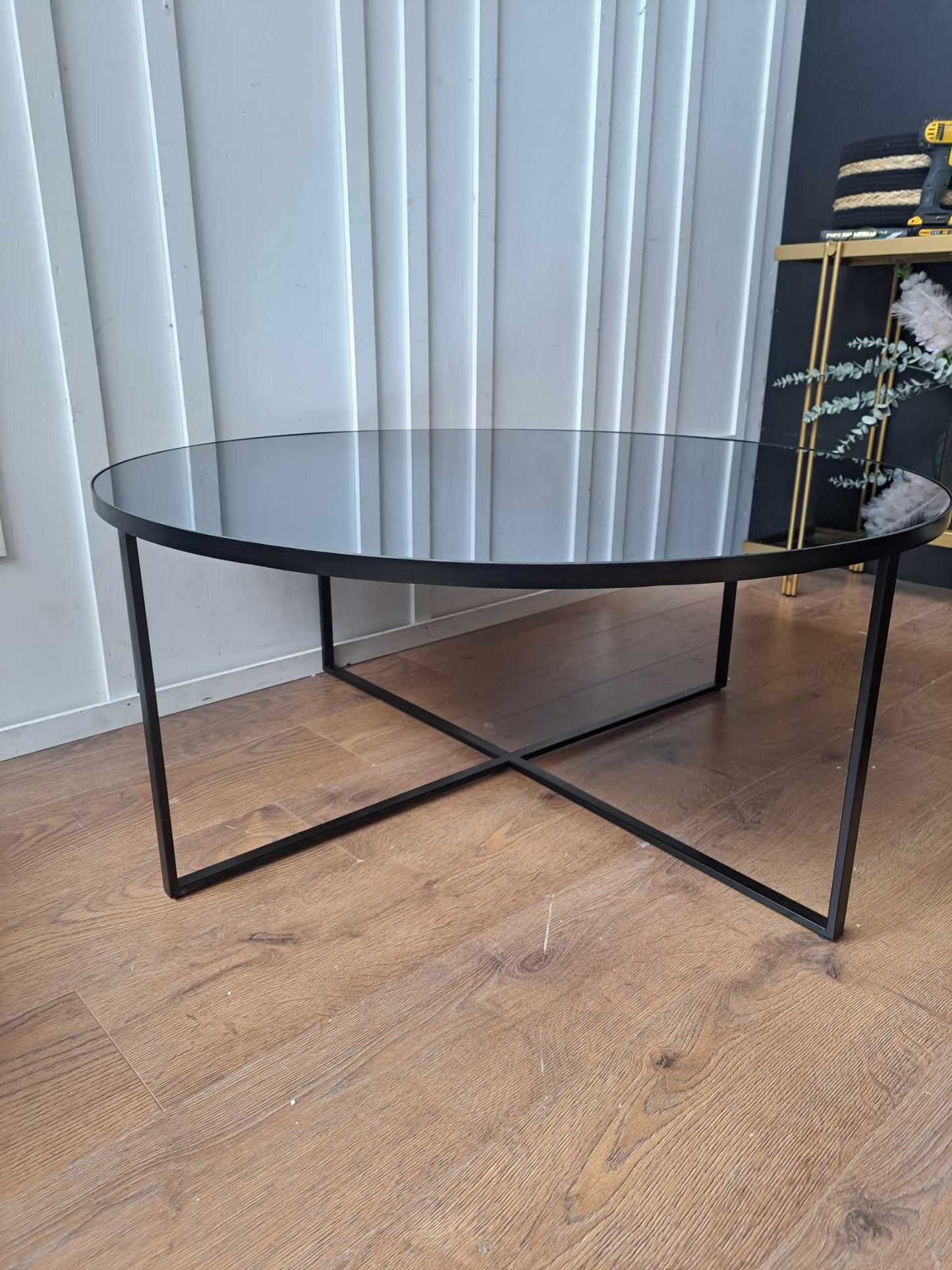 Large Round Coffee Table Mirror and Metal / Torrance RRP £359