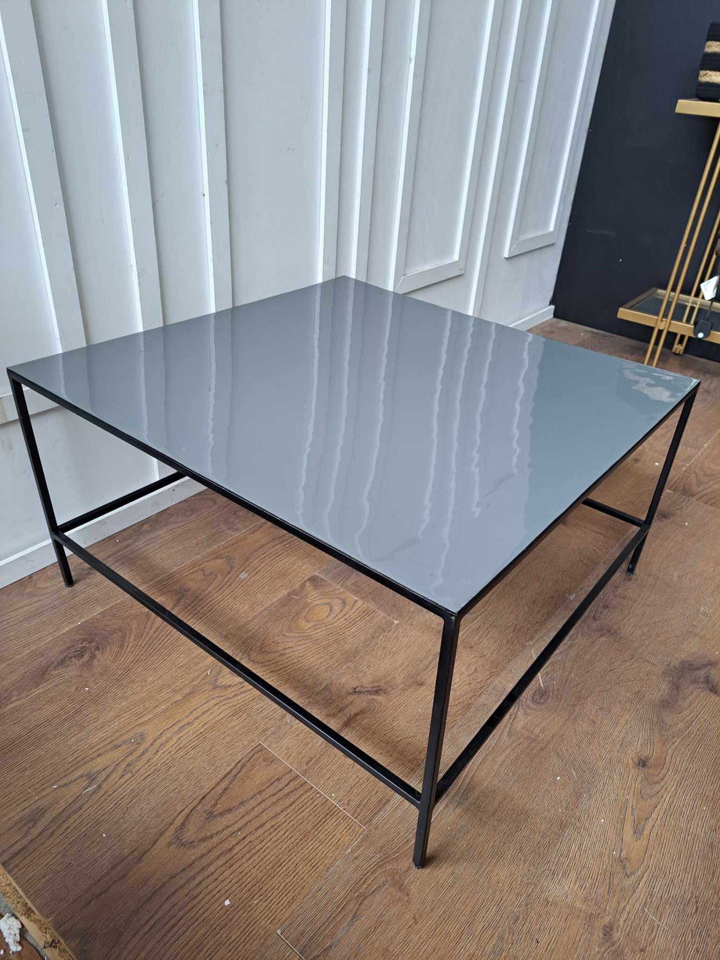 Coffee Table Gloss Grey And Black Metal / Melina RRP £299