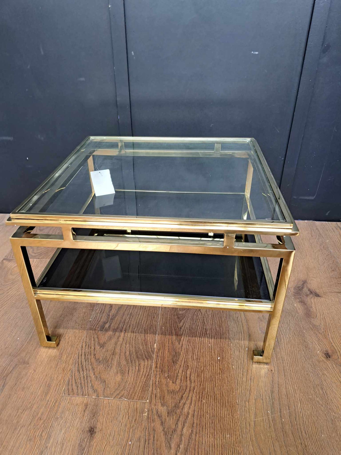 Gold and Glass Coffee Table with Storage