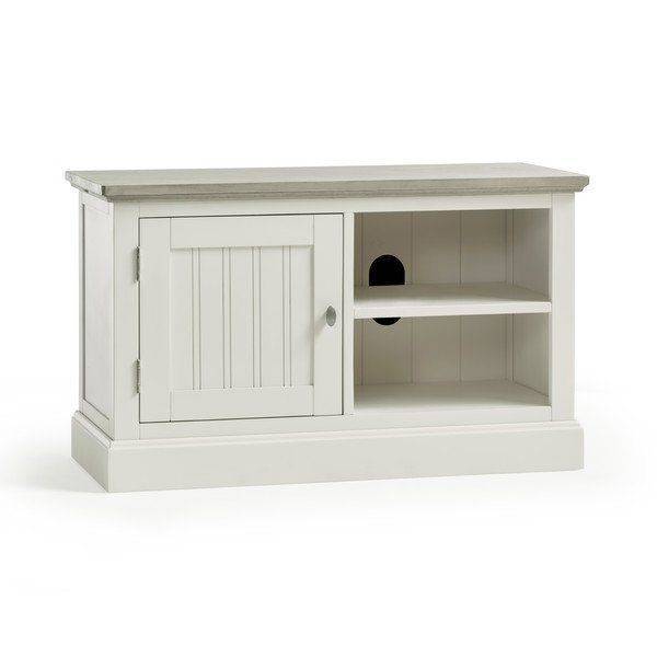 White and Grey TV Stand / Solid Wood / Oak FurnitureLand RRP £369