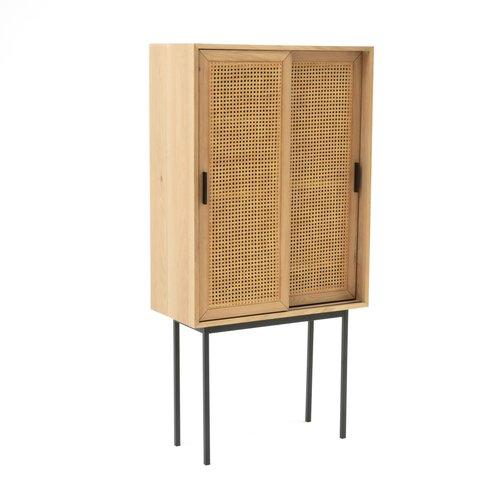 2 Sliding Cane / Rattan and Oak High Sideboard Wardrobe / La Redoute Waska RRP £1050